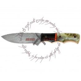 The Liberator by Rebel Wolf Damascus Forged Steel Bowie Knife Ram Horn Handle